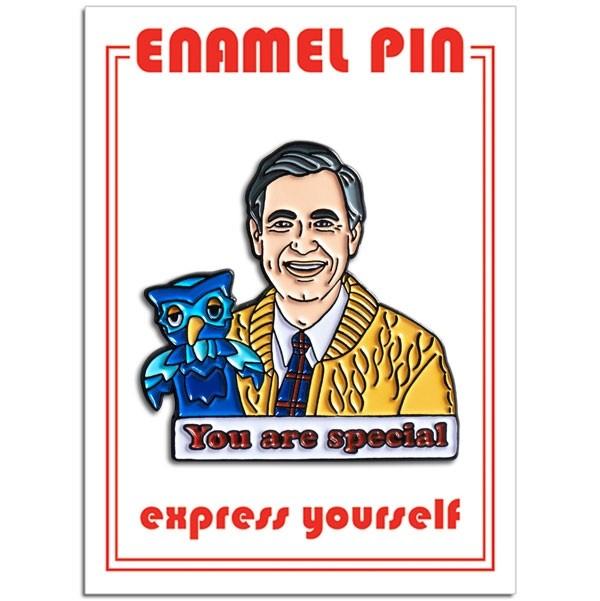 The Found IMPULSE - IM Buttons Pins Patches Mister Rogers with owl puppet Pin