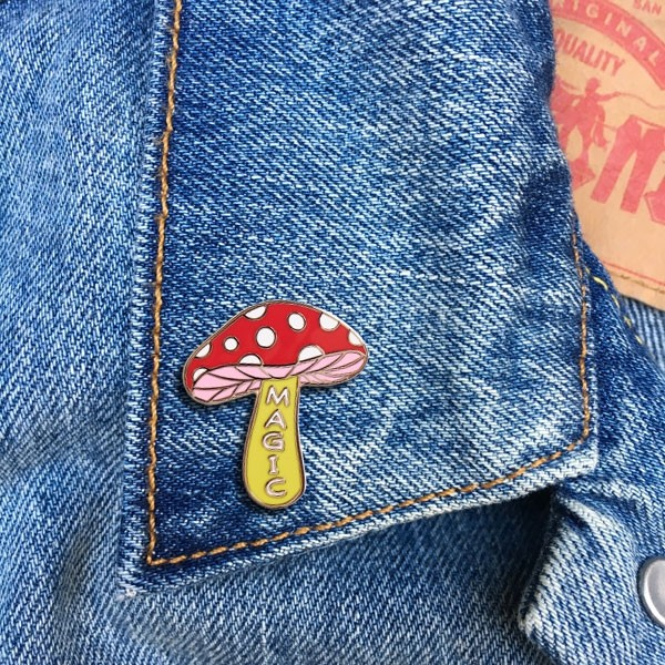 The Found Pins & Patches Mushroom Enamel "Magic" Pin