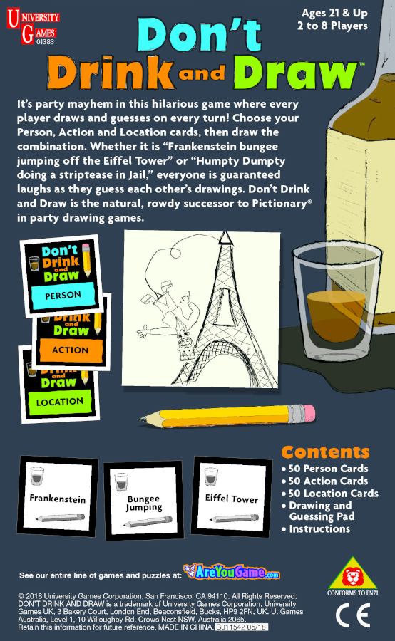 University Games GAMES Don't Drink and Draw Game