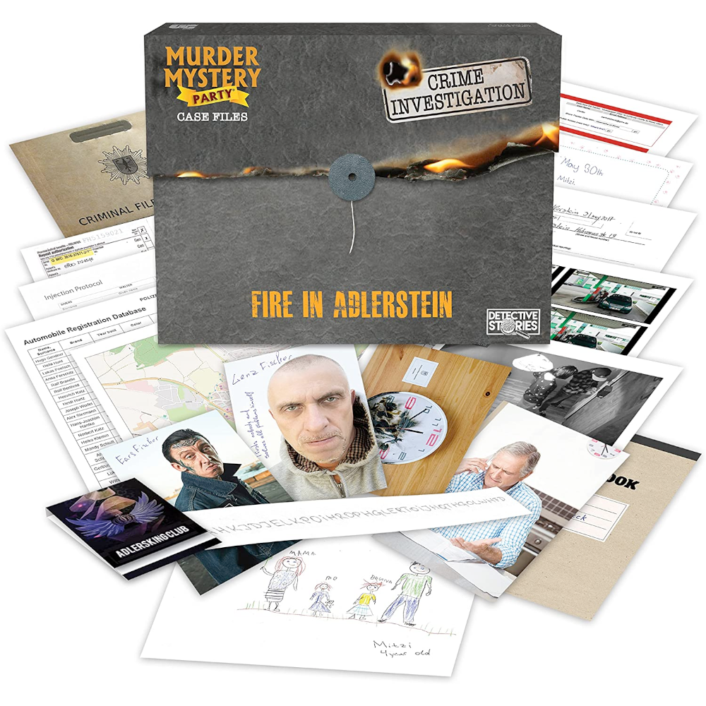 University Games GAMES Fire in Alderstein Murder Mystery Party Case Files