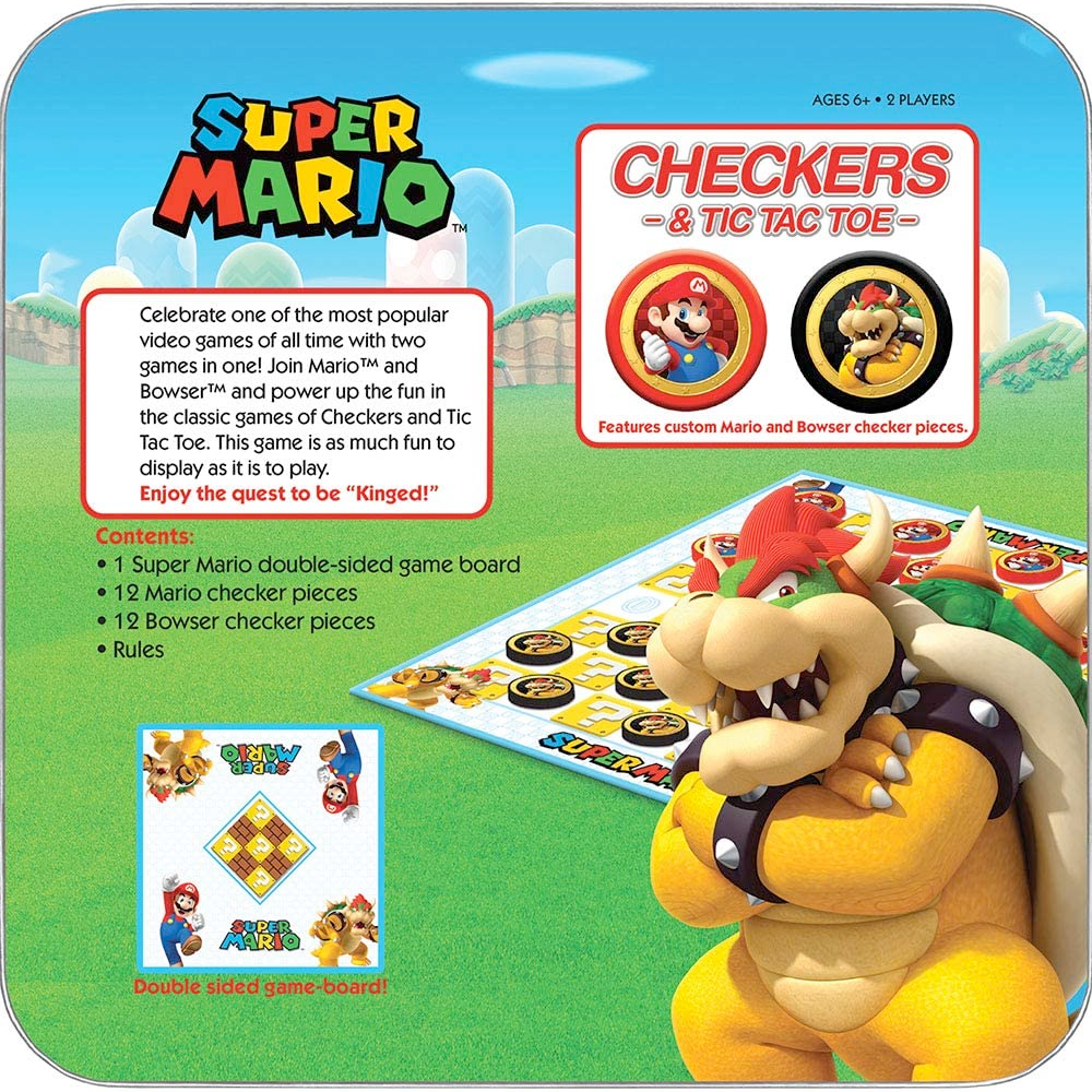 USAopoly Games Super Mario vs Bowser Checkers and Tic Tac Toe